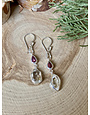 Herkimer Diamond & Tourmaline Sterling Earrings