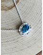 Blue Topaz Double Bezel Sterling Necklace
