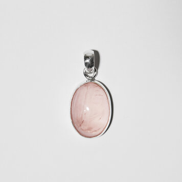 Rose Quartz Oval Sterling Pendant