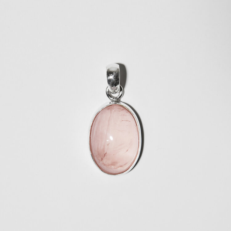 Rose Quartz Oval Sterling Pendant