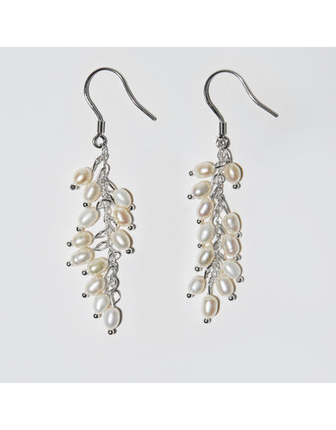 Freshwater Pearl Cluster Sterling Earrings