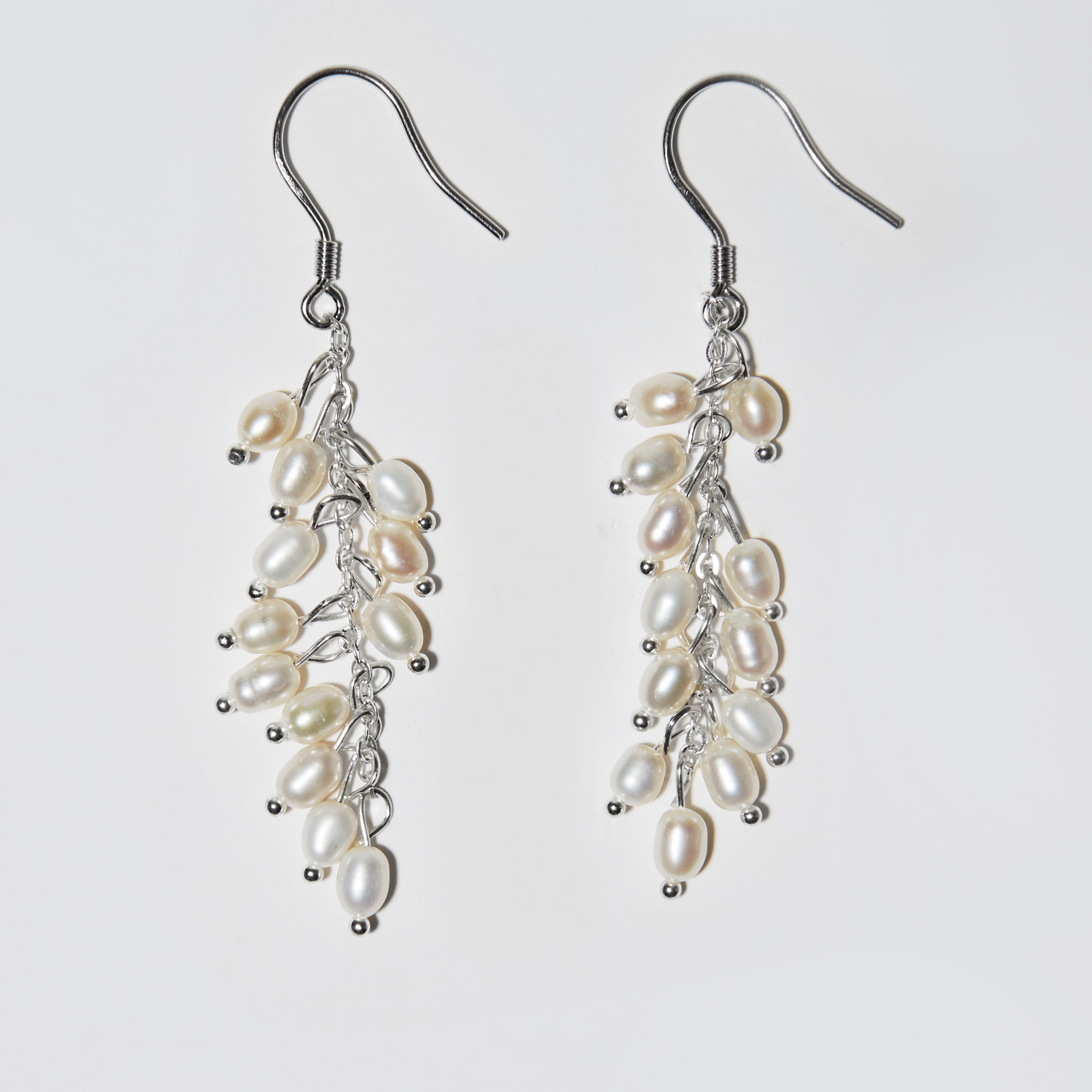 Freshwater Pearl Cluster Sterling Earrings