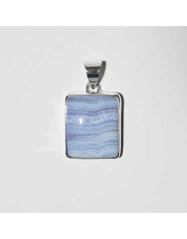 Blue Lace Agate Rectangle Sterling Pendant
