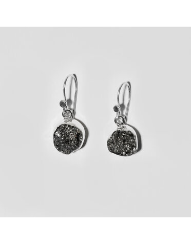 Ice Pyrite Round Sterling Earrings