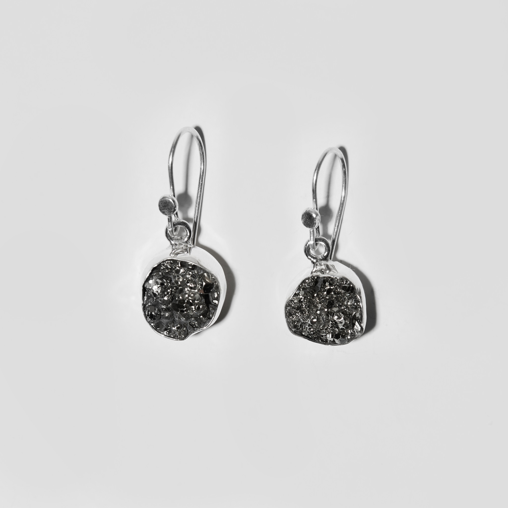 Ice Pyrite Round Sterling Earrings