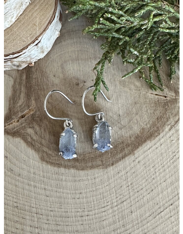 Blue Dumortierite Crystal Sterling Earrings RP