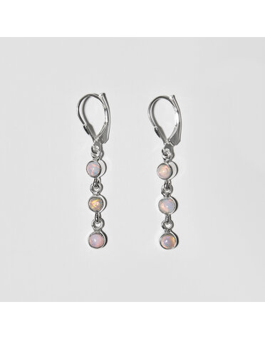 Opal Triple Stone Sterling Earrings
