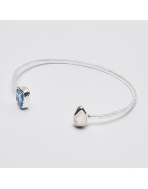 Blue Topaz & Moonstone Sterling Cuff Bracelet