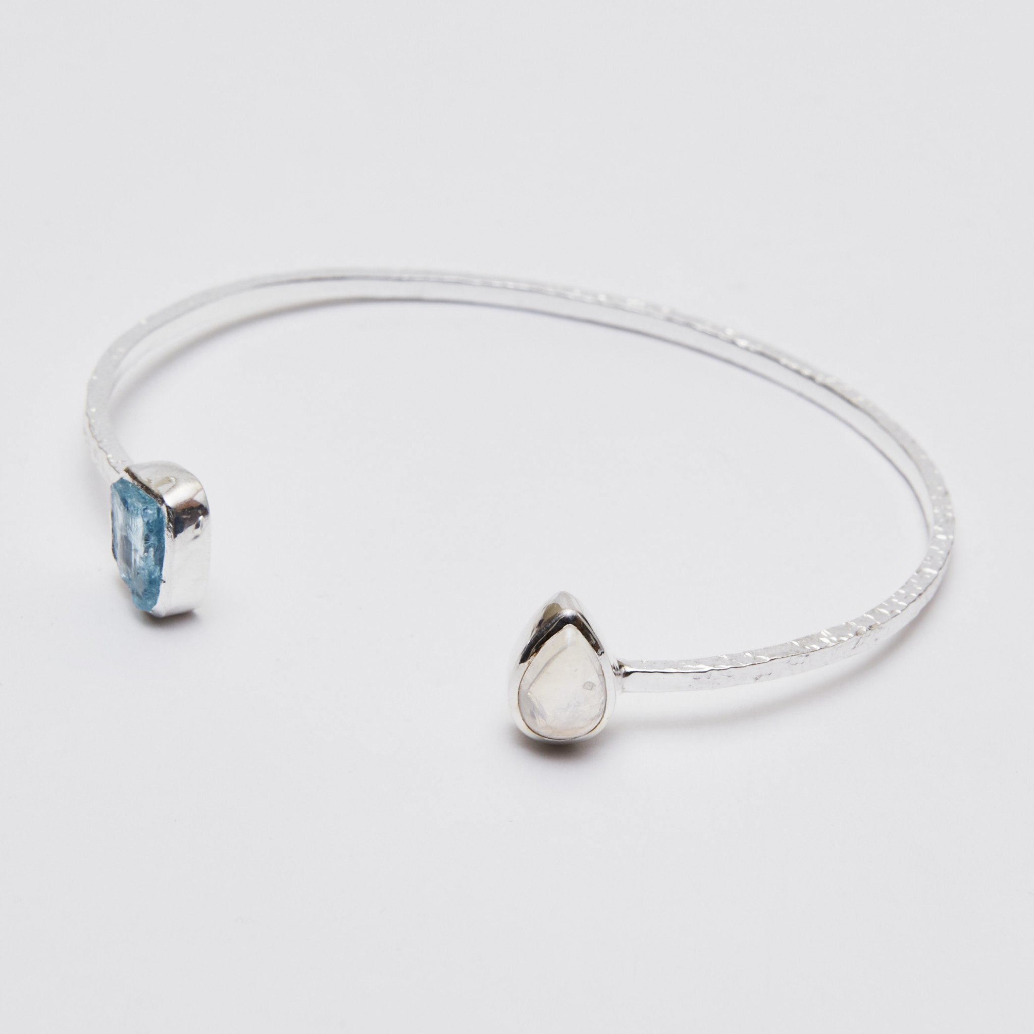 Blue Topaz & Moonstone Sterling Cuff Bracelet