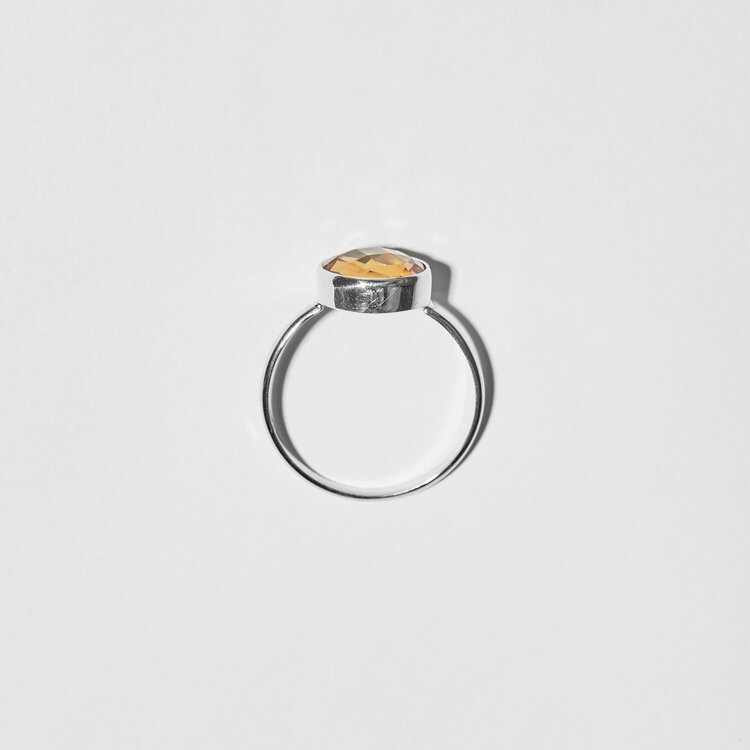 Citrine Round Sterling Ring Sz 9