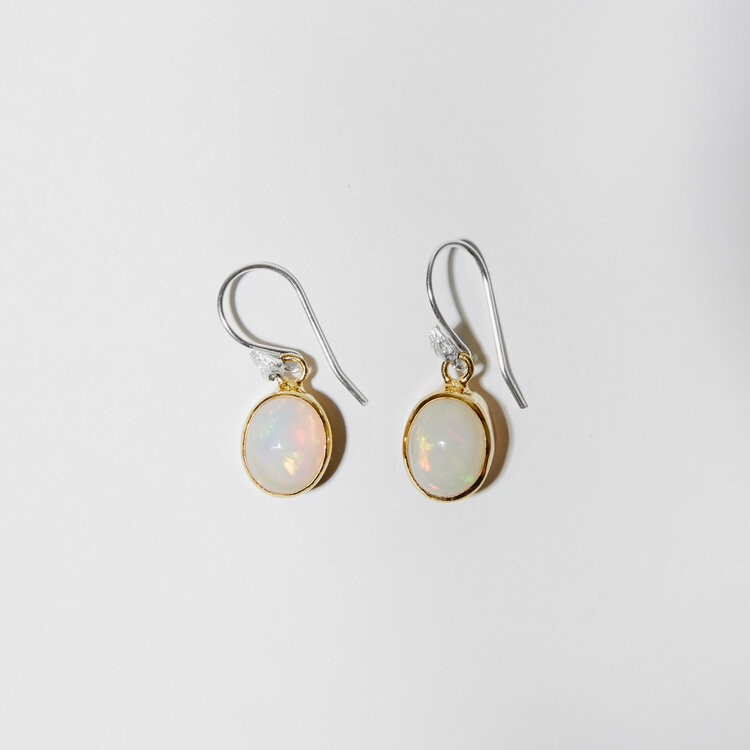Ethiopian Opal Oval GP Sterling Earrings