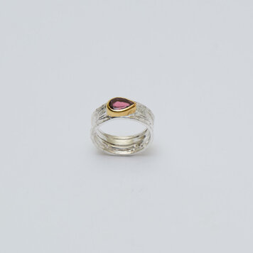 Pink Tourmaline GP Wide Sterling Ring Sz 8