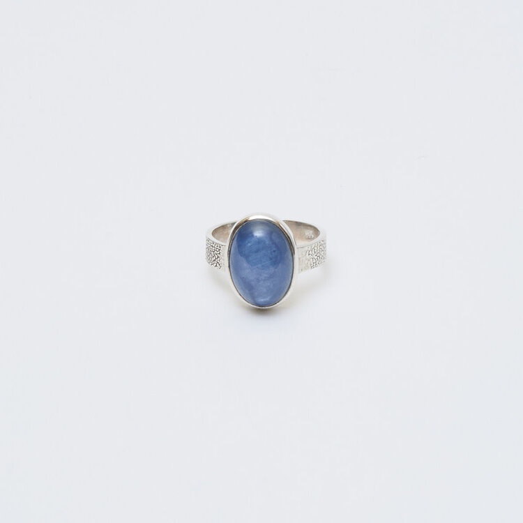 Kyanite Oval Sterling Ring Sz 6.5