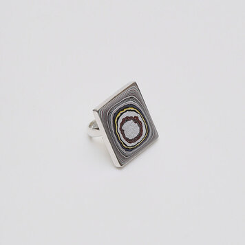 Fordite Large Square Ring - Adj