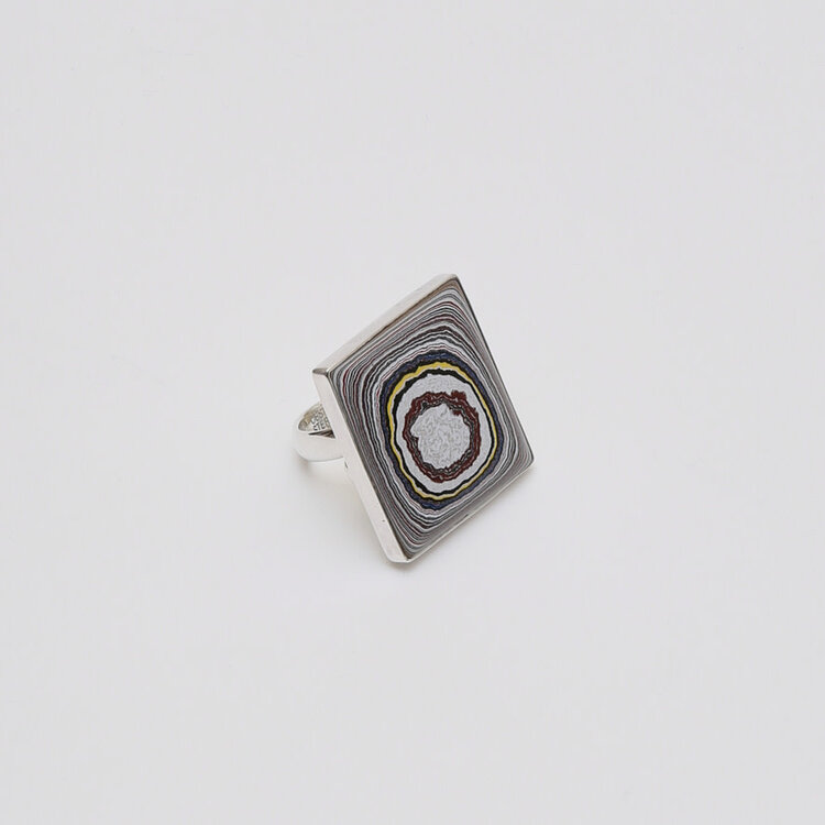 Fordite Large Square Ring - Adj