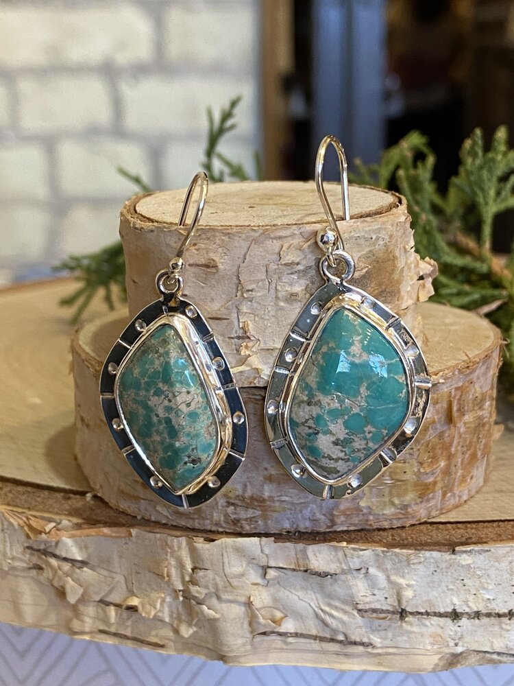 Turquoise & Sterling Wedge Earrings