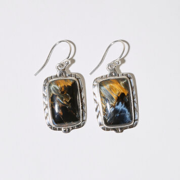 Pietersite Rectangle Sterling Earrings Pietersite Rectangle Sterling Earrings