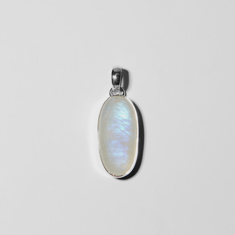 Moonstone Long Oval Sterling Pendant