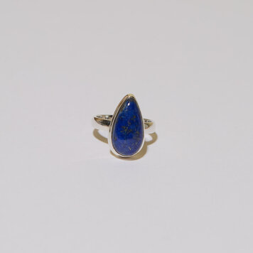Lapis Teardrop Sterling Ring Sz 8