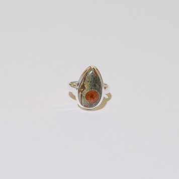 Peanut Obsidian Teardrop Sterling Ring Sz 6 Peanut Obsidian Teardrop Sterling Ring Sz 6