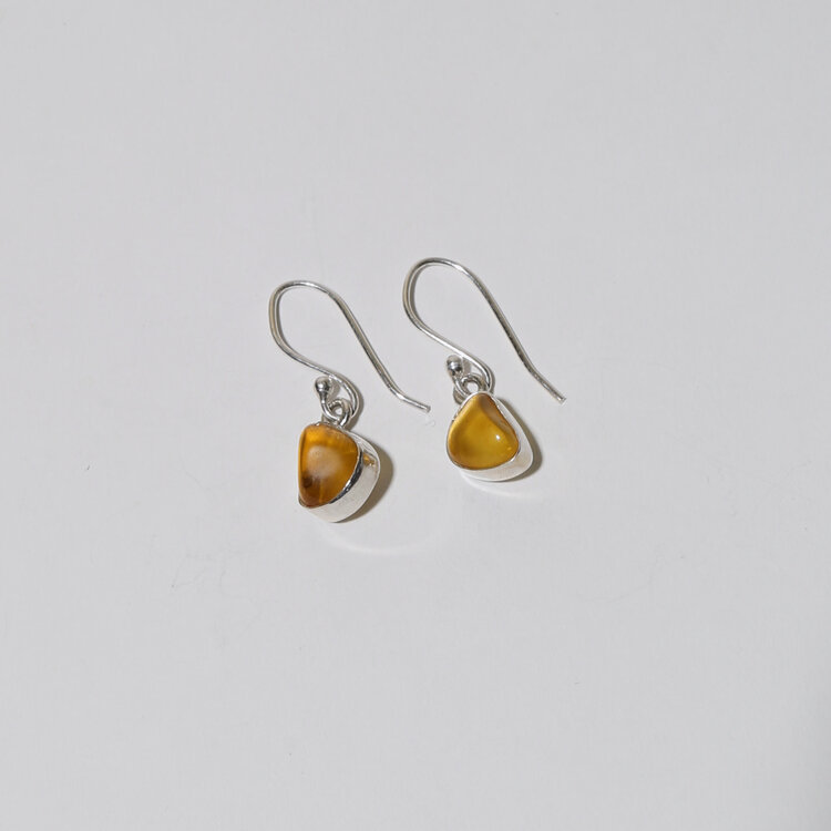 Amber Dainty Wedge Sterling Earrings
