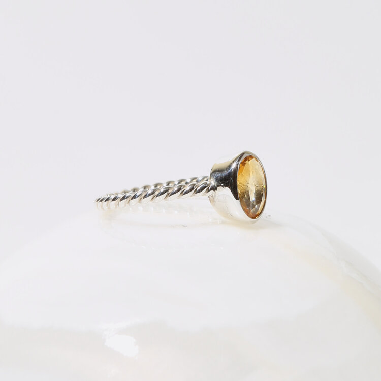 Citrine Oval Sterling Twist Ring Sz 8