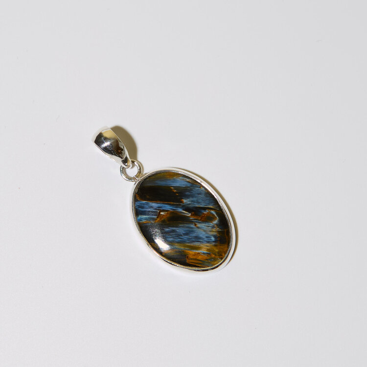 Pietersite Oval Sterling Silver Pendant