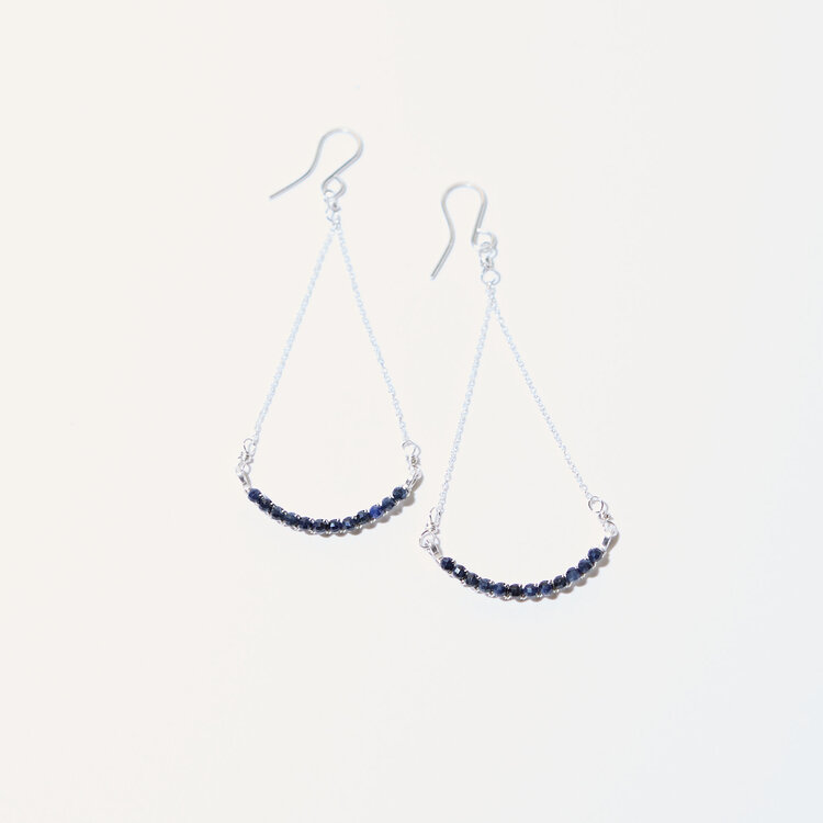 Sapphire Smile Sterling Drop Earrings