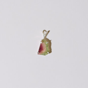 Watermelon Tourmaline Slice Sterling Pendant