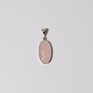 Rose Quartz Oval Sterling Pendant