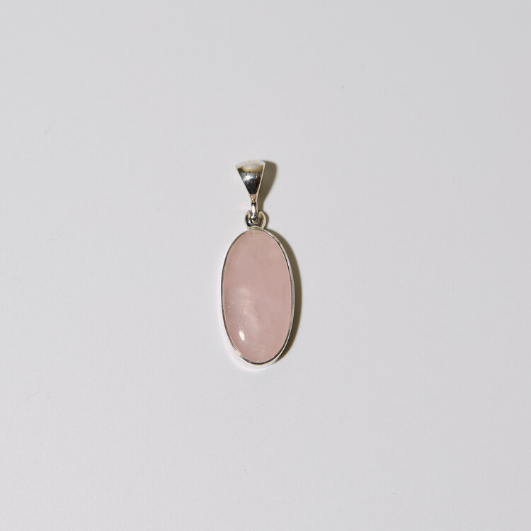 Rose Quartz Oval Sterling Pendant