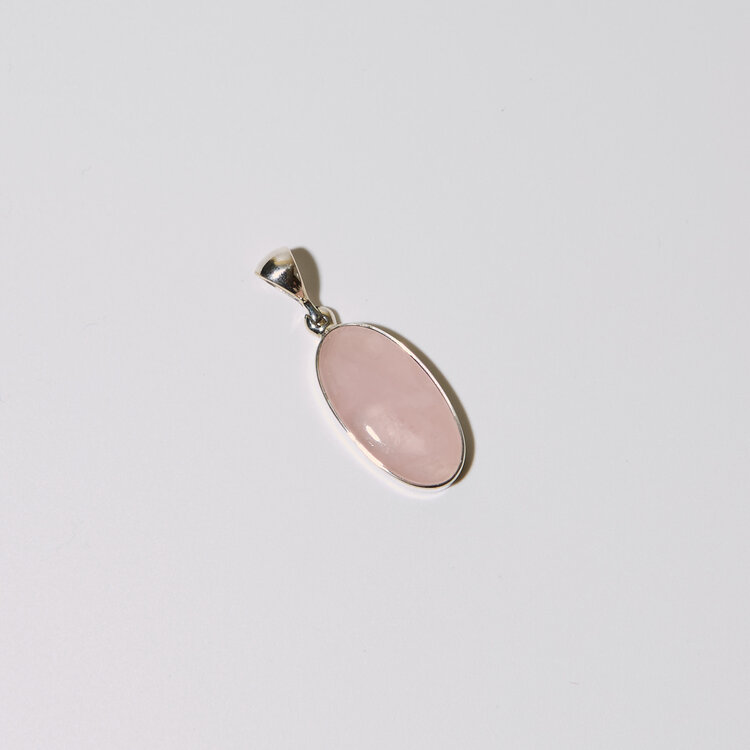 Rose Quartz Oval Sterling Pendant