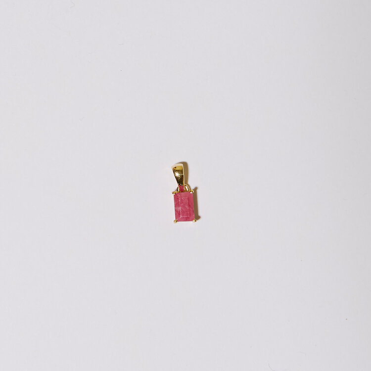 Dainty Ruby Rectangle Vermeil Pendant