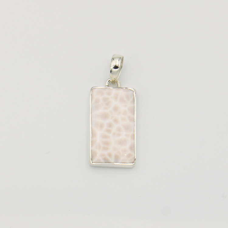 Natrolite Rectangle Sterling Pendant