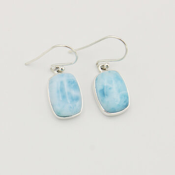 Larimar Baguette Sterling Earrings