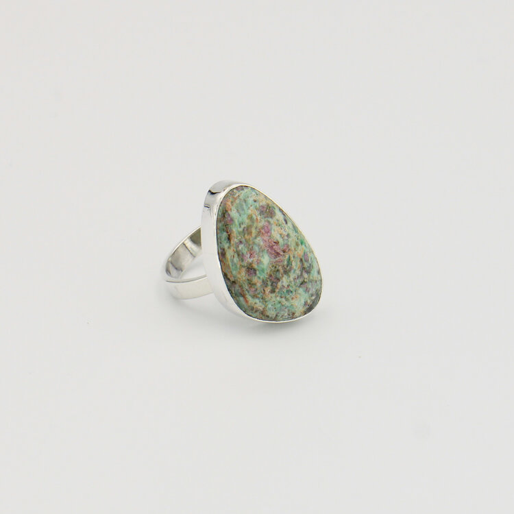 Ruby Fuchsite Wedge Sterling Ring Sz 8