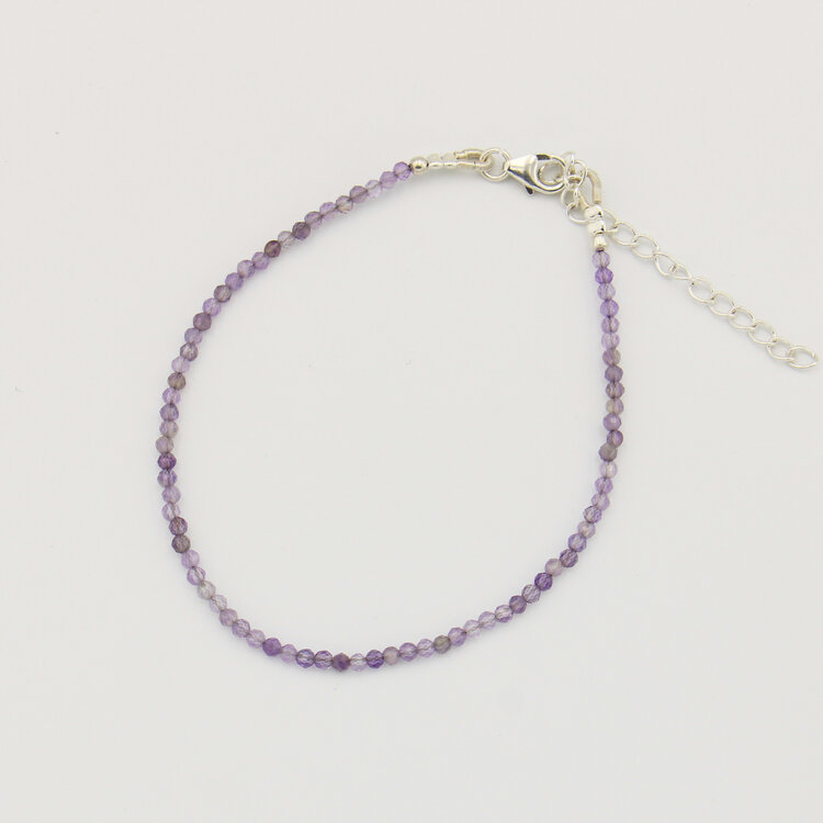 Dainty Gemstone Beaded Sterling Bracelet