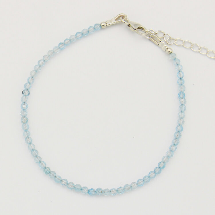 Dainty Gemstone Beaded Sterling Bracelet