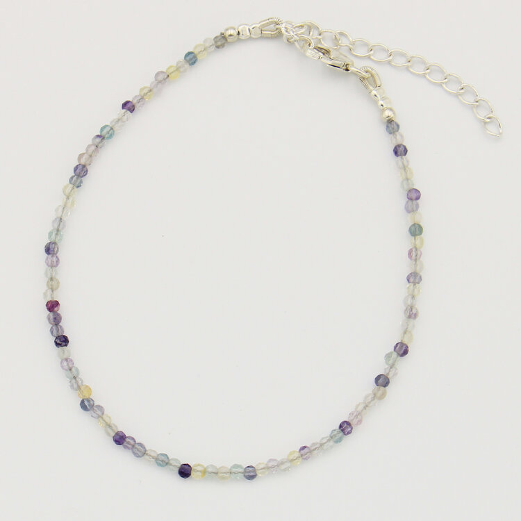 Dainty Gemstone Beaded Sterling Bracelet