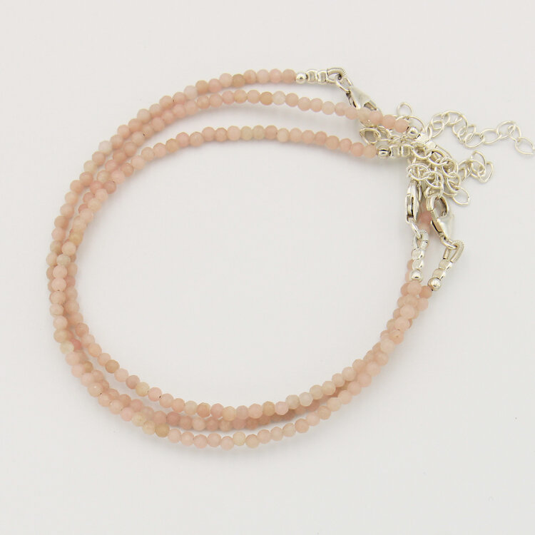 Dainty Gemstone Beaded Sterling Bracelet