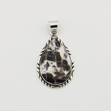 White Buffalo Large Pear Sterling Pendant