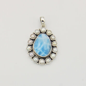 Larimar with Pearls Sterling Pendant