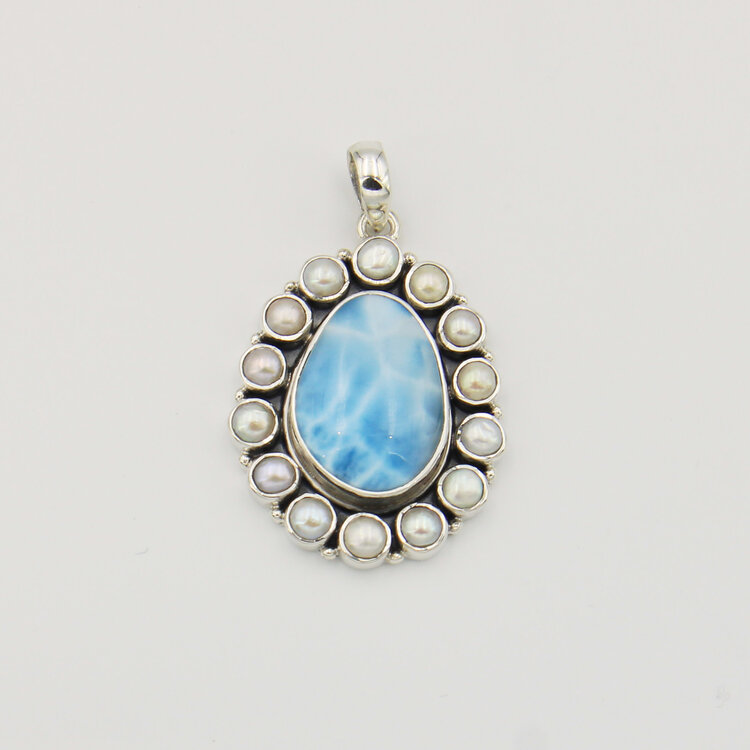 Larimar with Pearls Sterling Pendant