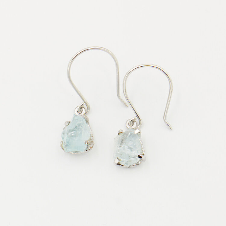 Rough Aquamarine Sterling Earrings RP