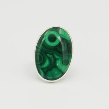 Malachite Large Oval Sterling Ring Adj Malachite Large Oval Sterling Ring Adj