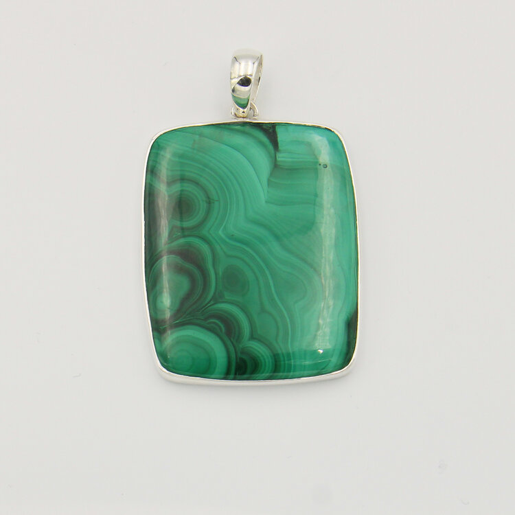 Malachite Statement Rectangle Sterling Pendant