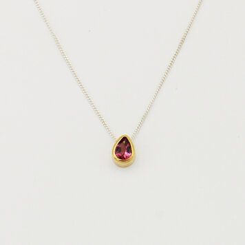 Pink Tourmaline Pear GP Sterling Necklace Pink Tourmaline Pear GP Sterling Necklace