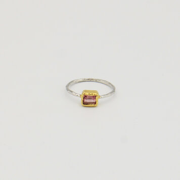 Pink Tourmaline Square GP Sterling Ring 8 Pink Tourmaline Square GP Sterling Ring 8
