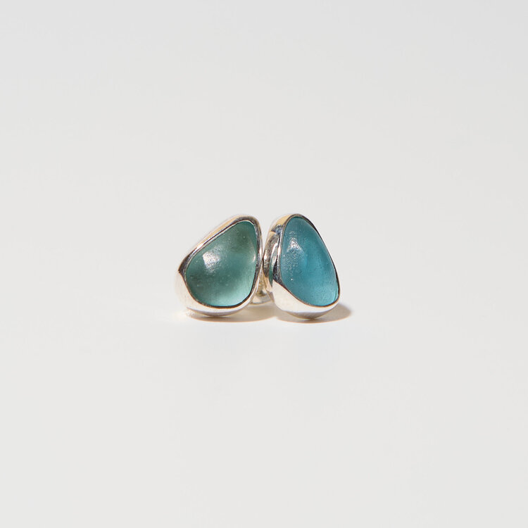 Beach Glass Ice Blue Studs