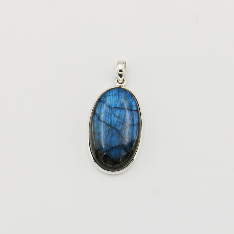 Labradorite Large Oval Sterling Pendant